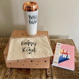 Gift Box with Cup, Makeup Bag, & Notebook - New - Milky Chic